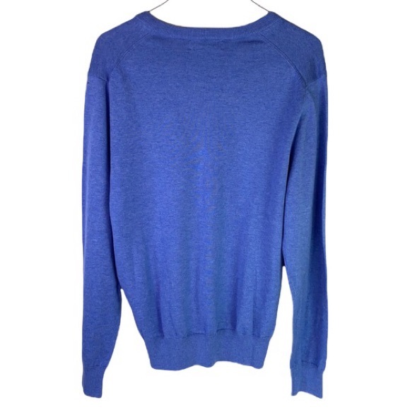 BROOKS BROTHERS Blue Supima Cotton V-Neck Sweater | L - Picture 2 of 7